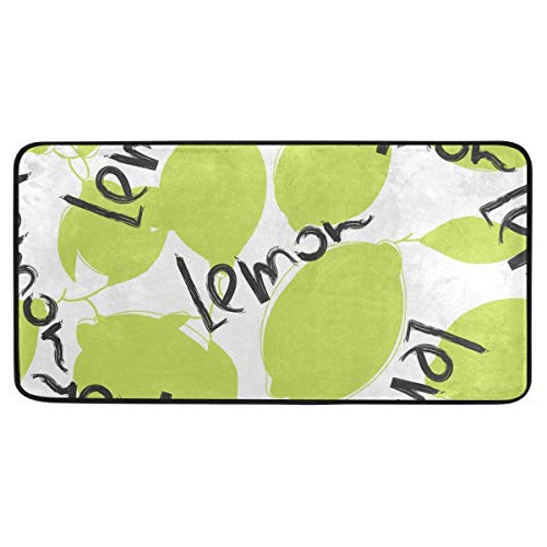 Kitchen Rugs Green Lime and Lemon Design Non-Slip Soft Kitchen Mats Bath Rug Runner Doormats Carpet for Home Decor, 39