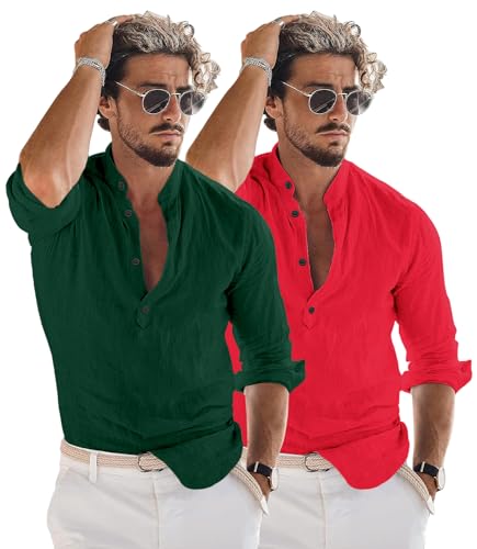Image of Combo of Men Solid Cotton Blend Straight Kurta Shirt Pack of 2