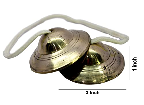 eSplanade Brass Manjeera Set Clash Cymbals Hand Cymbals Metal Percussion Instrument (Golden)