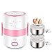 Produktbild Reiskocher,Multifunktions Tragbarer Reiskocher Gekocht Dampf Langsam 1.6L Edelstahl Liner Heizung Box,Pink