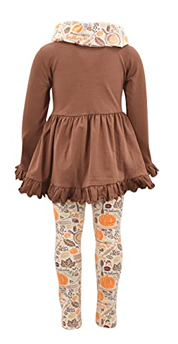 Image of Unique Baby Girls Kids Toddler 3pc Outfit Set Long Sleeve Cotton Blend Tunic Top Leggings and Scarf