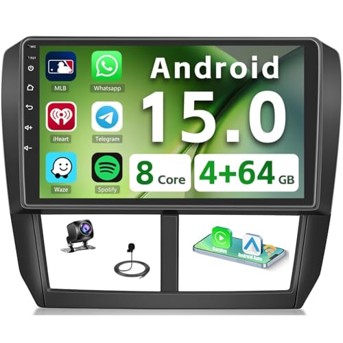 [8-Core 4+64G] for 2008-2012 Subaru Forester Impreza WRX Android 15 Car Stereo, Hikity 9' Touchscreen Radio Wireless Carplay Android Auto GPS/WiFi/Bluetooth/12080P FM/RDS/32EQ/DSP SWC Backup Cam
