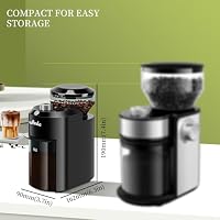 Wancle Elektrische Kaffeemühle - Einstellbarer scheibenmahlwerk kaffeemühle für Kaffeebohnen mit 28 Präzisen Mahlstufen - Perfekt für 12 Tassen (Kunststoff, Schwarz+Grau) – Ansicht 6