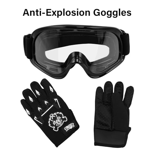 Image of XFMT Kids Dirt Bike Helmet Youth Motorcycle Full Face Helmet | DOT Approved, Motocross ATV Off-Road Street Bike Four Wheeler, with Goggles & Gloves, Matte Black, Size Medium