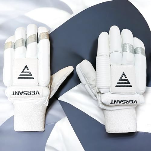 Image of VERSANT PRO DG Cricket Batting Gloves (PITTARD Leather Palm White, Men Size, Right Handed)