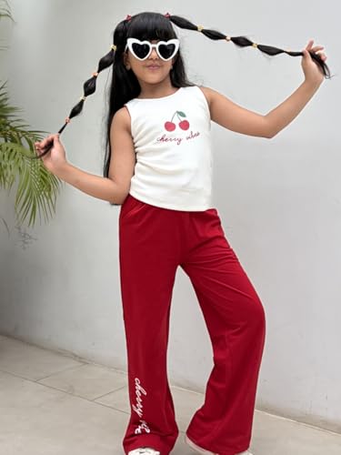 Image of Nap Chief Girls Cotton Official Cartoon Characters and Printed Co ord Set, Sleeveless Tank Top & Flared Pant Set for Casual Wear