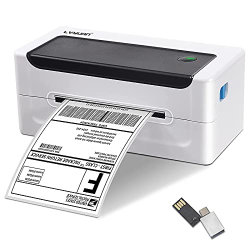LVYUAN Label Printer for Shipping Packages, 4x6 USPS Shipping Label Printer Easy Setup on Windows, Mac & Linux, Thermal Label Printer Desktop Barcode Printer for Ebay Amazon Shopify Esty UPS
