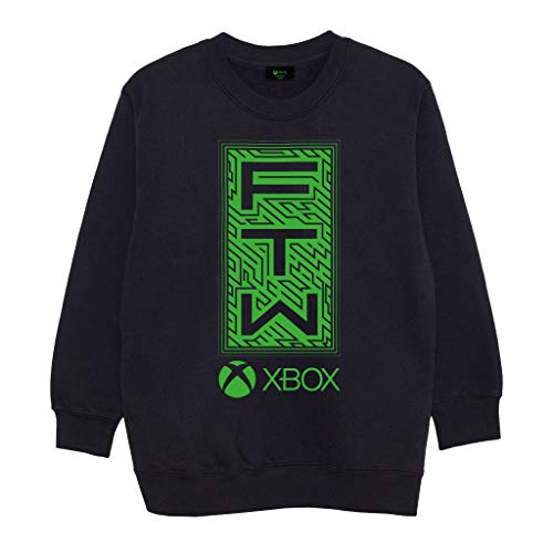 X-Box FTW Junge Crewneck Sweatshirt Schwarz 116 | Xbox One Series X Gamer Geschenke, Kinderkleidung, Geburtstagsgeschenkidee für Sohn, Bruder, Neffe