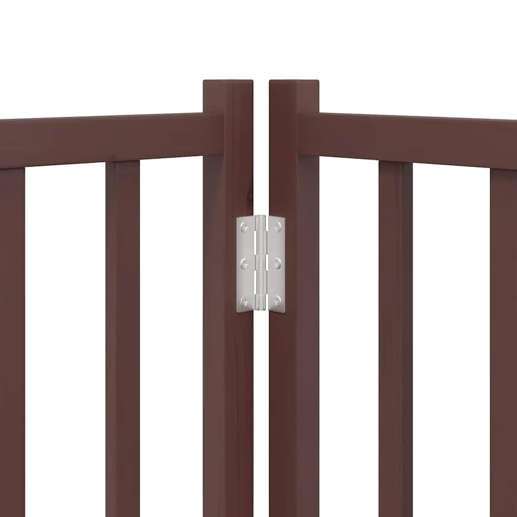 vidaXL Puerta de Perros Plegable 4 Paneles Madera Abeto marrón 320 cm, Puerta para Mascotas, Puerta de Seguridad para Perros, Puerta para Perros de Seguridad