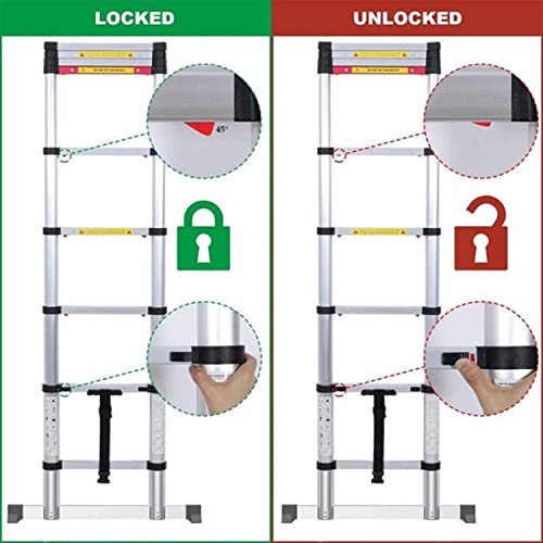 Escada telescópica, retrator de um botão de 5 m, extensão telescópica de alumínio, escada extensível