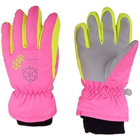 TRIWONDER Ski Gloves Snowboard Gloves Windproof Winter Warm Gloves Thermal Fleece Water Repellent Snow Gloves for Kids Boys Girls (Rose Red, 3-5 years old) Cover