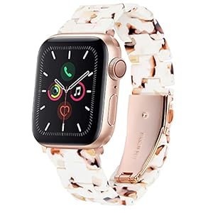 HOPO Compatible With Apple Watch Band 38mm 40mm 41mm 42mm 44mm 45mm 49mm Thin Light Resin Strap Bracelet With Stainless Steel Buckle Replacement For iWatch Series SE Series 9 8 7 Ultra 6 5 4 3 2 1 for Women Men