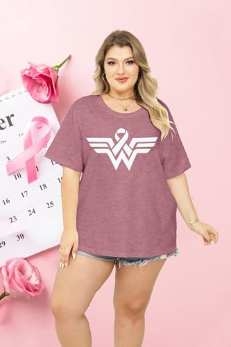 Plus Size Breast Cancer Shirts Women Pink Ribbon Shirt Breast Cancer Awareness T-Shirts Squad Breast Cancer Tee Tops3