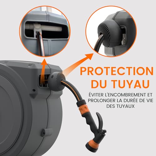 Enrouleur automatique de tuyau 30m pour en finir avec les nœuds au jardin - 3