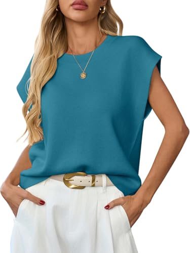 Image of GREAIDEA Womens Sleeveless Sweater Vest Crewneck Cap Sleeve Knit Tops Trendy 2026 Summer Spring Business Casual Shirts