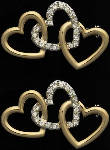Image of Set of 2 Brooch Lapel Pins With Rhinestones