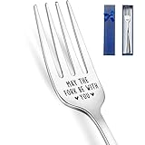 HSSPIRITZ May The Fork Be With You 面白い刻印入りステンレススチールフォーク、ボーイフレンド、ガールフレンド、夫、男性、女性、お母様、お父さんへのギフト、記念日、バレンタインデー、母の日、誕生日、クリスマス、スター、映画ギフトに。