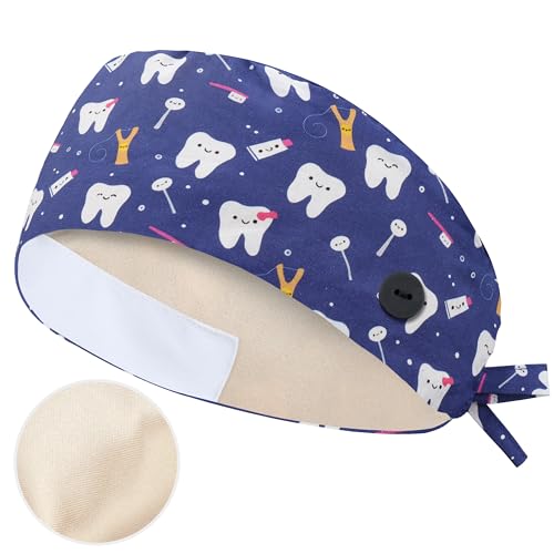 QBA Adjustable Working Cap with Button, 3 PCS, Cotton Working Hat Sweatband, Elastic Bandage Tie Back Hats for Women & Men, One Size, 3 Pack: Black+Navy+Grey