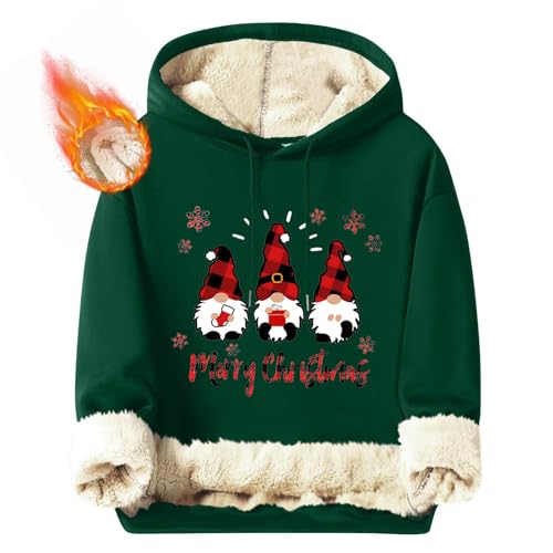 Sudaderas con capucha para hombre, con forro polar, cálidas, gruesas, informales, cómodas, lisas, de invierno, de manga larga, térmica, con diseño de Papá Noel, copa de vino tinto, suéter de forro