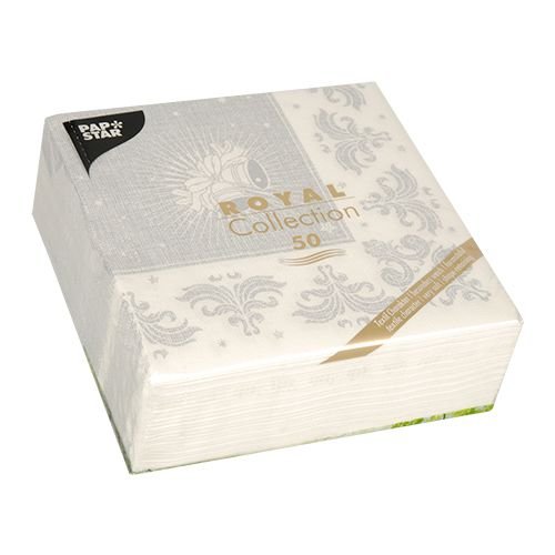 PAPSTAR 250 Servietten ROYAL Collection 1/4-Falz 40 cm x 40 cm Silber Christmas 85029 Premium stoffähnlich hochwertig Qualität stabil Gute Faltbarkeit