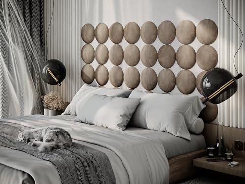 4-Pack Soft Velvet Acoustic Wall Panels for Bedroom (ROUND, 25x25cm, Beige) miniatura 5
