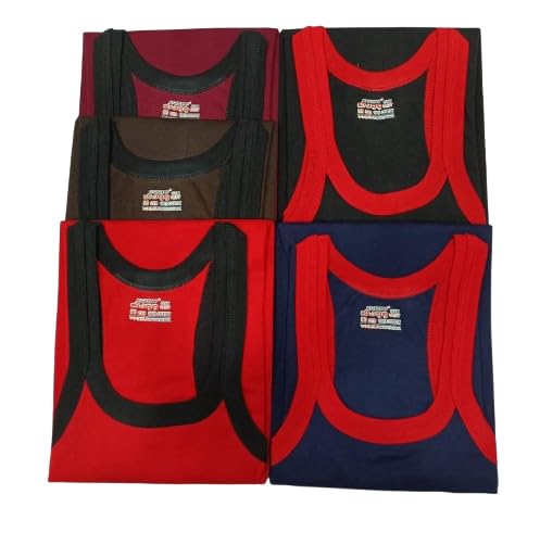 Classic Gym Vest for Men | 100% Cotton Sleeveless Sports Vest | Stylish & Comfortable Activewear for Workout, Training & Casual Wear Pack of 5 (85 cm 90 cm)-image-21