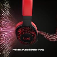 boAt Rockerz 550 Bluetooth-Over-Ear-Kopfhörer mit Mikrofon, bis zu 20 Stunden Wiedergabe, 50-mm-Treiber, weich gepolsterte Ohrpolster und physische Geräuschisolierung (rot) – Ansicht 4