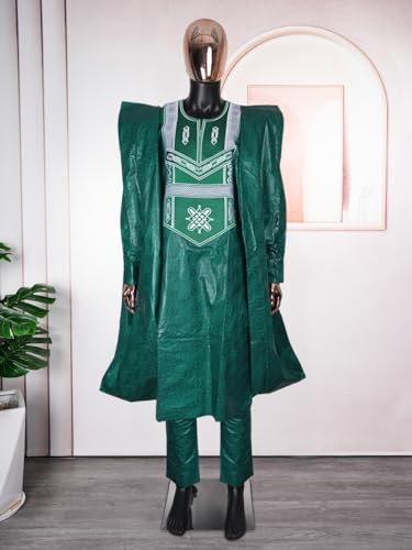 HD Traditional African Clothing for Men Nigerian Man's Agbada Embroidery Bazin Boubou Outfit3