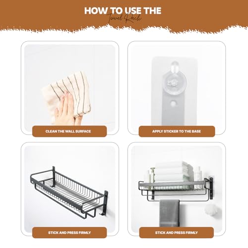 Image of Amazon Basics Premium Aluminum Folding Towel Rack in Bathroom, Towel Rod for Bathroom with Hooks and Hangers, Towel Holder in Bathroom, 24 Inches