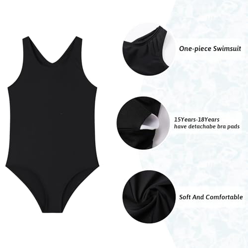 Image of Girls One Piece Swimsuit Quick Dry Swimwear Beach Bathing Suit for 3-18 Years