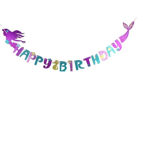 Pancarta Mágica de Sirena con Purpurina para Cumpleaños con Diseño de Sirena, Suministros de Decoración para Fiestas Infantiles Bajo el Mar Cover