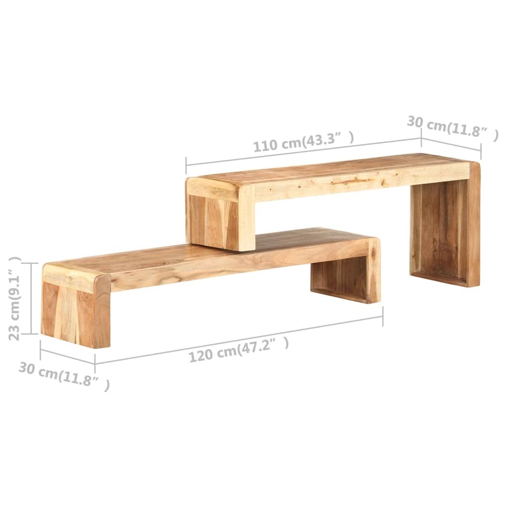 Mobile TV con Supporto di Design in Legno Massello di in 2 Pezzi, Mobile da Soggiorno per Casa in Stile Industriale