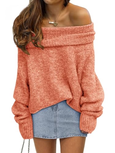 LILLUSORY Womens Off The Shoulder Sweater Oversized Winter Fall Outfits