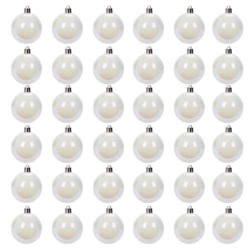 Haloppe Mini bola de Navidad adornos decoración navideña 12/24/36 piezas 4 cm iridiscente transparente irrompible reutilizable DIY árbol de Navidad colgante adorno colgante fiesta blanco