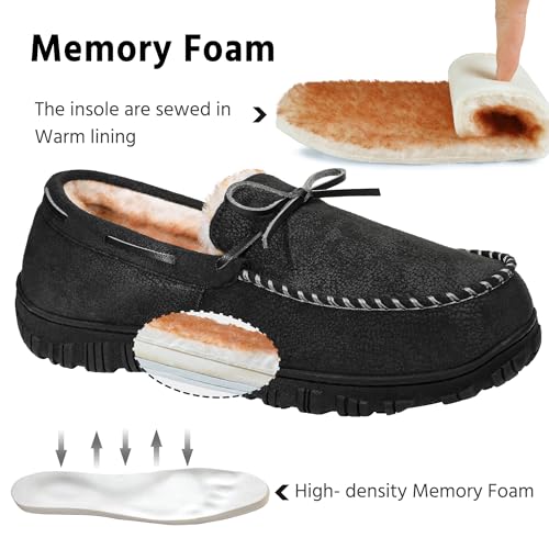 Image of MIXIN Mens Slippers Indoor Outdoor Memory Foam House Shoes Anti-Slip Moccasins Slippers for Men