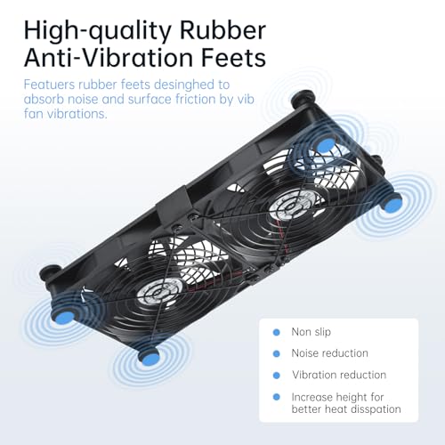 ELUTENG Dual AC USB Computer Fan 140mm USB Fans for Cooling 3 Speed Control 12V Computer Fan with AC Plug for Laptop Receiver DVR PlayStation Xbox Desk Computer Cabinet Cooling