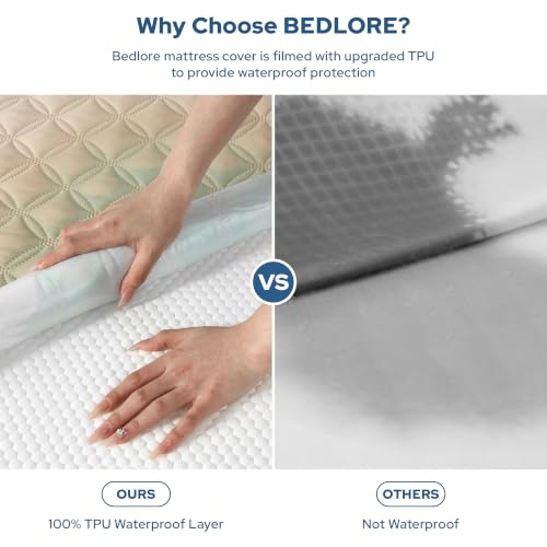 Image of BEDLORE 2 Pack Waterproof Mattress Protector,Twin XL Size Pad Noiseless with Deep Pocket Fitted for 6 inch-15 inch,Soft Breathable Dirt-Proof Single Bed Mattress Cover Washable for Bedroom,Dorm Room (Beige)