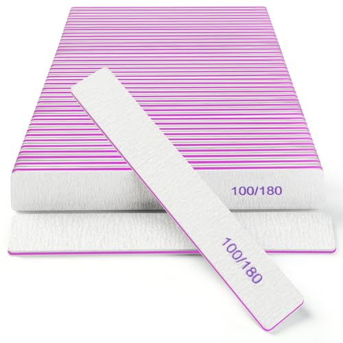 Ekrnlyi Nail Files (30 Pack) 100/180 Grit Double Sided Emery Boards for Natural & Acrylic Nails Reusable Manicure for Women & Men Professional Fingernail Filer & Lima de Uas for Salon & Home Use