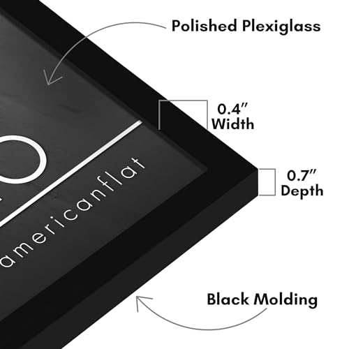 Americanflat 13x16 Picture Frame with Polished Plexiglass - Streamline Collection - Thin Border Picture Frame for Wall Display - Hanging Hardware Included - Black