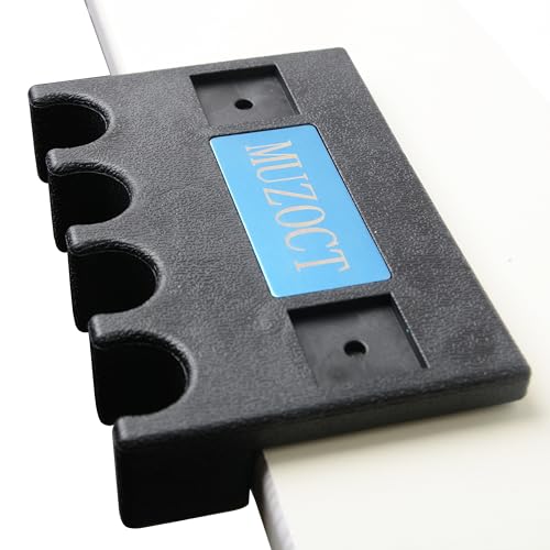 MUZOCT 4 Holes Pool Stick Holder, Billiard Cue Rest Weighted Against Table Bar Chair,Cue Stick Holder with 2 Cue Chalk Cubes Holders - Thumbnail 4