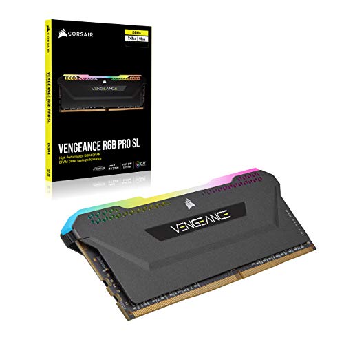 Image of Corsair Vengeance RGB PRO SL 64GB (2x32GB) DDR4 3600MHz C18 Illuminated Desktop Memory Kit (10 Individually Addressable RGB LEDs, Optimized for Bandwidth and Response Times) Black