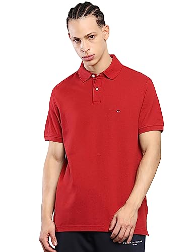 Image of Tommy Hilfiger Solid Regular fit Cotton Polo t-Shirt