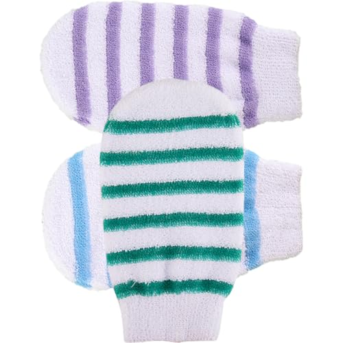 Genérico Guantes Exfoliantes para Baño 3 Piezas Manoplas de Nylon y Algodón Gruesas de Doble Cara para Masaje Corporal y Limpieza de Piel Uso Brazos Piernas y Espalda Color Aleatorio