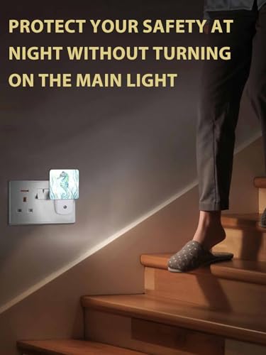 Image of Green Coastal Night Light Plug in LED Teal Coral Seahorse Ocean Marin Life Automatic Sensor Night Lamps Square Night-Light Plug into Wall for Bedroom Bathroom Kitchen Hallway Decor