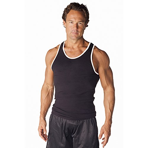 Buy Mens Ribbed Workout Tank Top by Pitbull in Black with White Trim,  Medium Online at desertcartZambia
