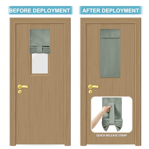 Image of RYB HOME Door Curtain for Classroom Small Window, Privacy Protect Drapes, 8 Inches Wide Room Darkending Curtains 36 Inches Long Blocks Views, Sage Green, 1 Panel