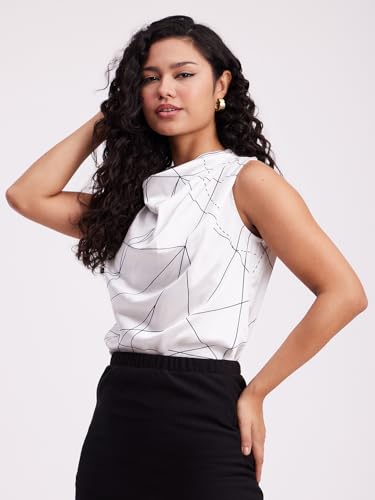 Image of FableStreet Women Cowl Neck Satin Casual Top | Perfect for Outings, Formal