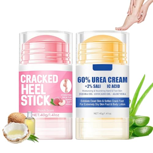 Hydrating and Anti-Cracking Foot Cream - 2 Stück Urea Fußcreme 60% - Fusscreme Sehr Trockene Füsse Hornhaut - Feuchtigkeitsspendende & Rissfreie Fußcreme - Urea Creme Für Füße, Fersen, Hände, Ellbogen