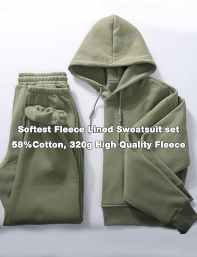 Flygo Womens Fleece 2 Piece Outfits Sweatsuit Crop Pullover Sweatshirt Joggers Pants Tracksuit Set