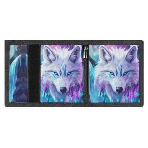 Wolf Waterfall Classic Trifold Wallet for Men Print Slim ID Card Holder Tri Fold Purse3